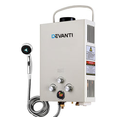 Devanti Portable Gas Water Heater 8L/Min LPG System Grey