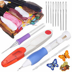 DIY Magic Embroidery Craft 187 In 1 Stitching Weaving Tool Set 150 Threads Embroider Pen Punch Needle Scissors Kit