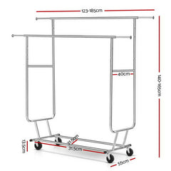 Artiss Clothes Rack Airer Double Rail Coat Stand Adjustable Hanger