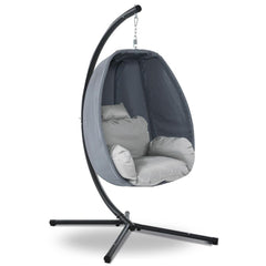 Gardeon Outdoor Egg Swing Chair Patio Furniture Pod Stand Canopy Foldable Grey