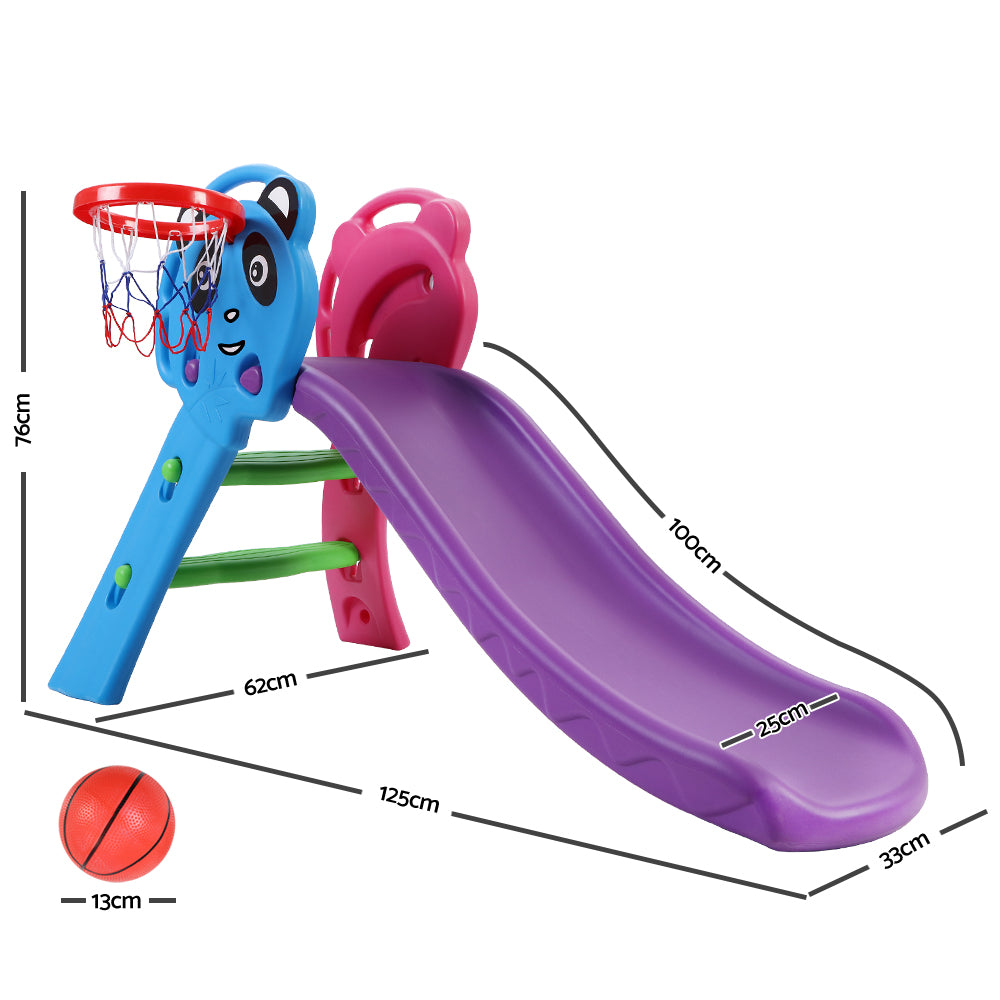 Keezi Kids Slide Set Basketball Hoop Indoor Outdoor Playground Toys 100cm Blue