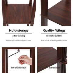 Artiss Floor Lamp 3 Tier Shelf Storage LED Light Stand Home Room Pattern Brown