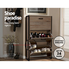 Artiss Shoe Rack Cabinet Adjustable Shelves 24 Pairs Tim