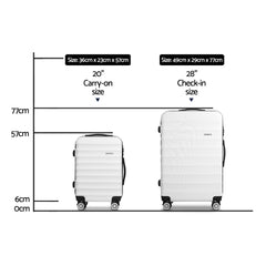 Wanderlite 2Set 20-28 Inch Luggage with TSA Lock Spinner Travel Suitcase Carry On Hard Shell Luggage Case White