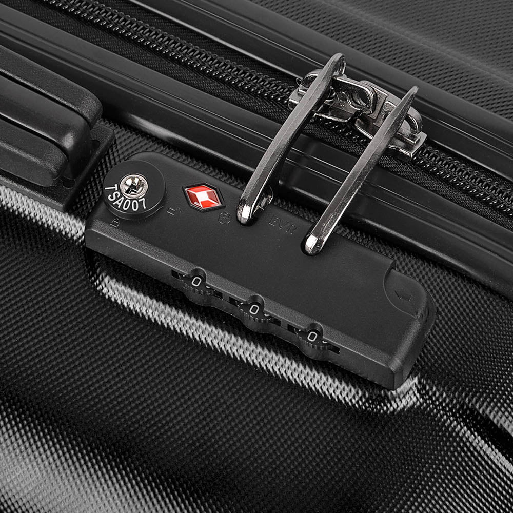 Wanderlite 2Set 20-28 Inch Luggage with TSA Lock Spinner Travel Suitcase Carry On Hard Shell Luggage Case Black