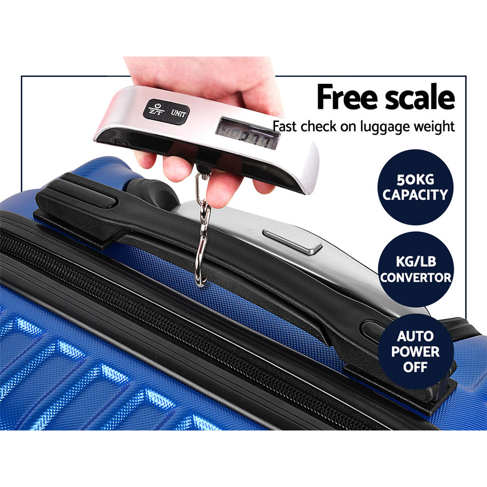 Wanderlite 3 Set Luggage 20-24-28 Inch with TSA Lock Spinner Hard Shell Travel Suitcase Luggage Organiser Case Blue