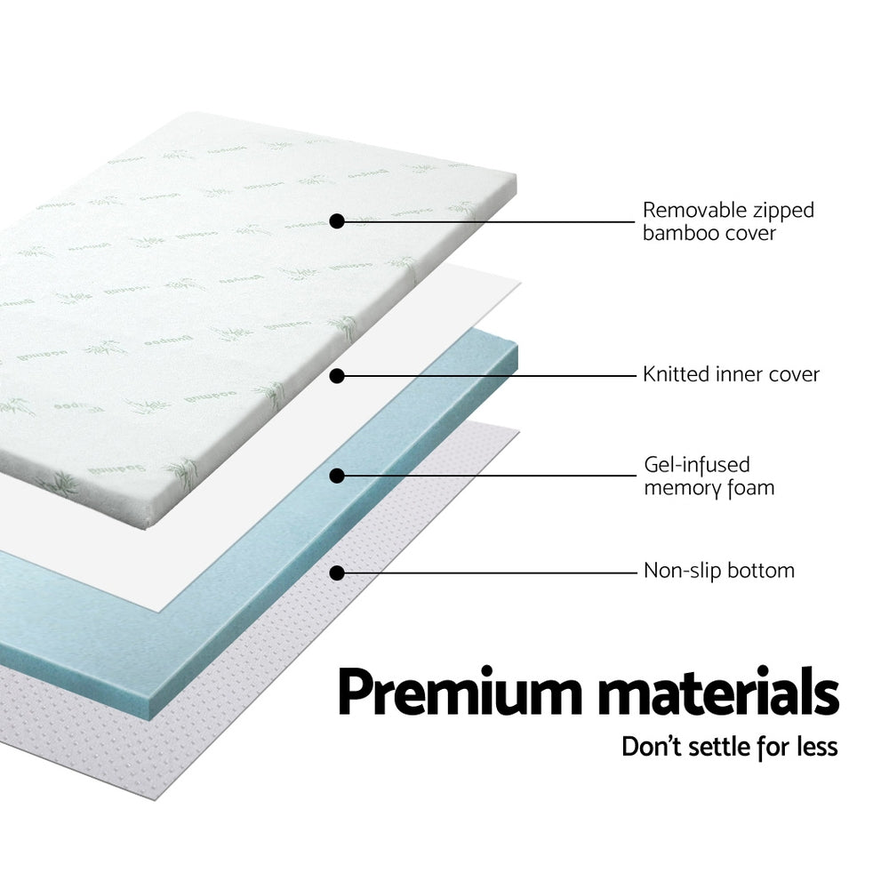 Giselle Bedding Memory Foam Mattress Topper Cool Gel 5cm Double