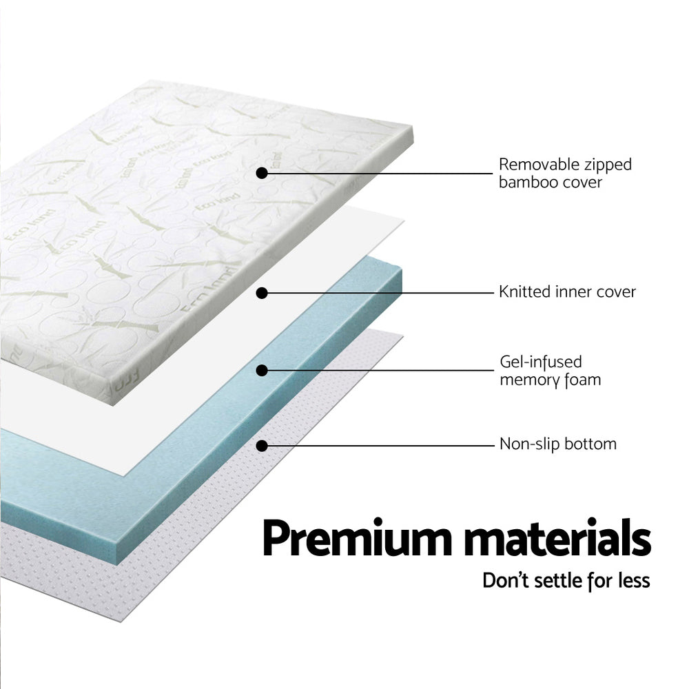 Giselle Bedding Memory Foam Mattress Topper Cool Gel 8cm Single