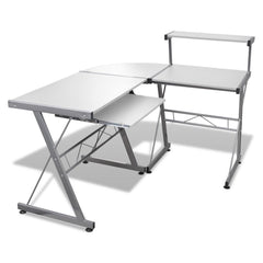 Artiss Computer Desk L-Shape Keyboard Tray Shelf White