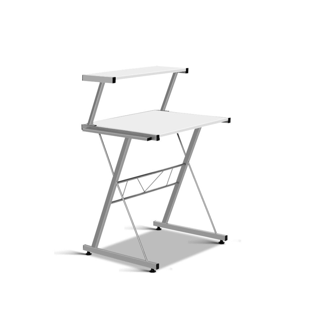 Artiss Computer Desk L-Shape Keyboard Tray Shelf White
