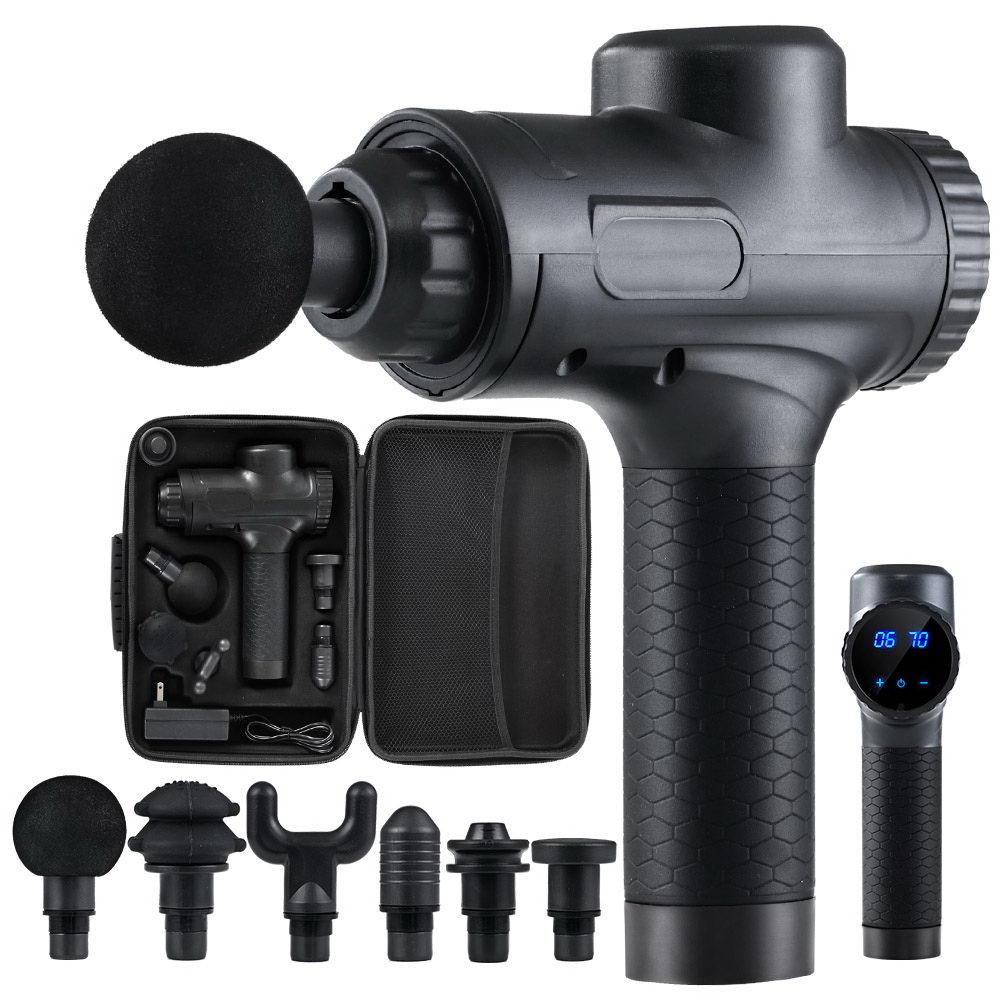 Everfit Massage Gun 30 Speed 6 Heads Vibration Muscle Massager Chargeable Black