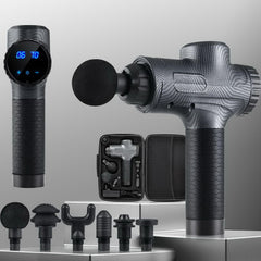 Everfit Massage Gun 30 Speed 6 Heads Vibration Muscle Massager Chargeable Grey