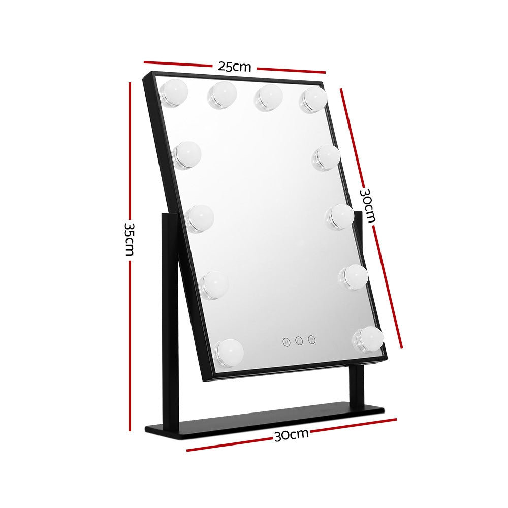 Embellir Makeup Mirror 30x48cm Hollywood Vanity with LED Light Rotation Tabletop