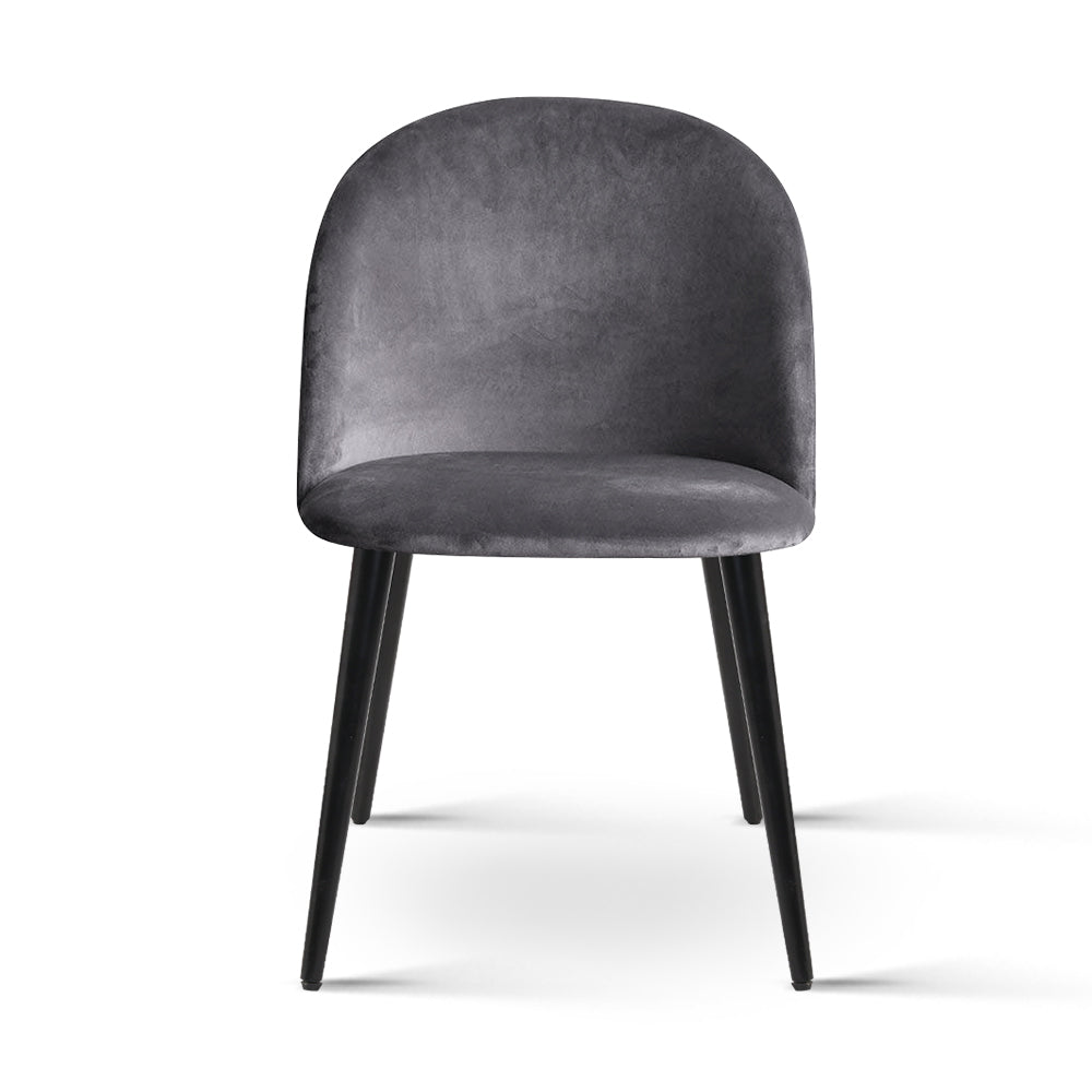 Artiss Dining Chairs Set of 2 Velvet Solid Curved Dark Grey