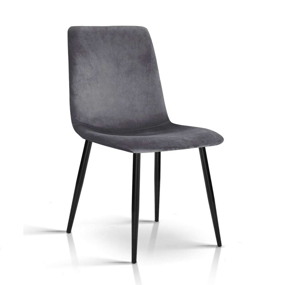 Artiss Dining Chairs Set of 4 Velvet Horizontal Slope Grey