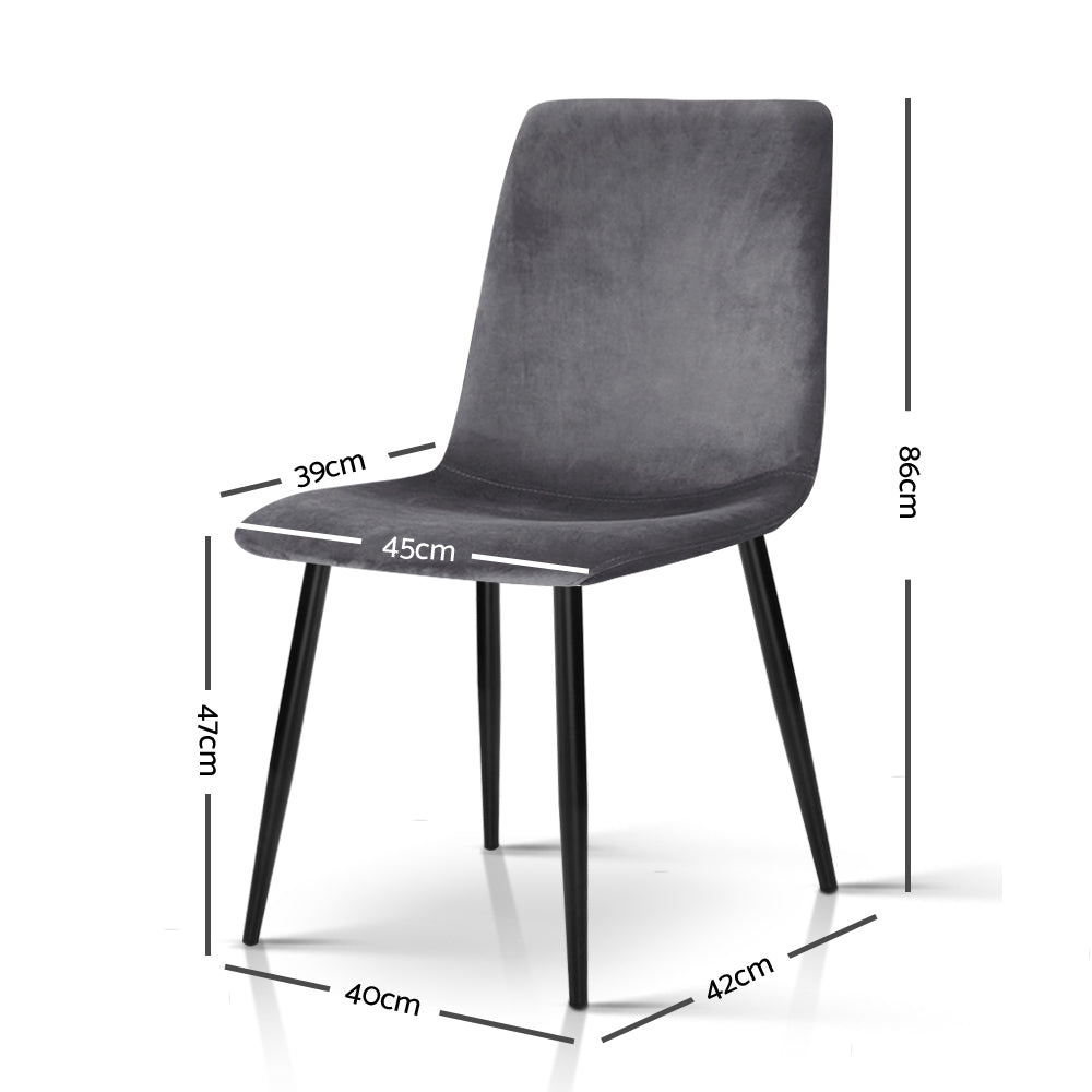 Artiss Dining Chairs Set of 4 Velvet Horizontal Slope Grey