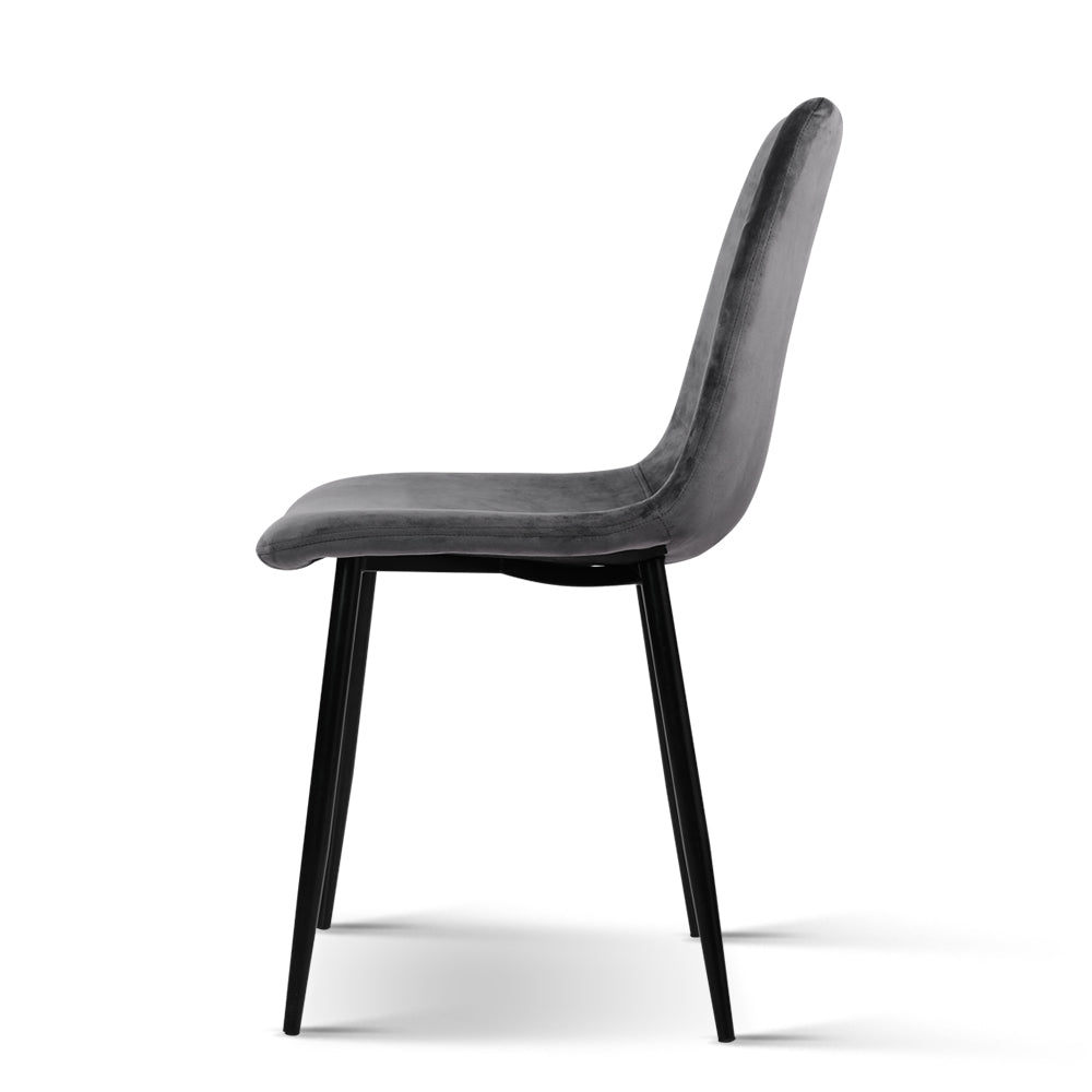 Artiss Dining Chairs Set of 4 Velvet Horizontal Slope Grey