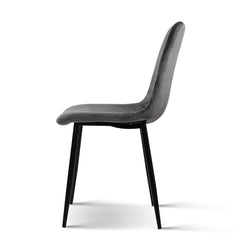 Artiss Dining Chairs Set of 4 Velvet Horizontal Slope Grey