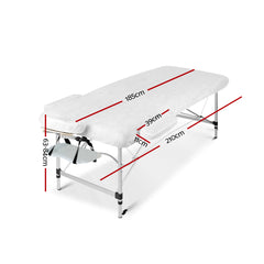 Zenses Massage Table 75cm Portable 2 Fold Aluminium Beauty Bed White