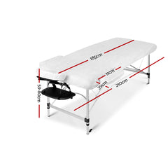 Zenses Massage Table 75cm Portable 3 Fold Aluminium Beauty Bed Green