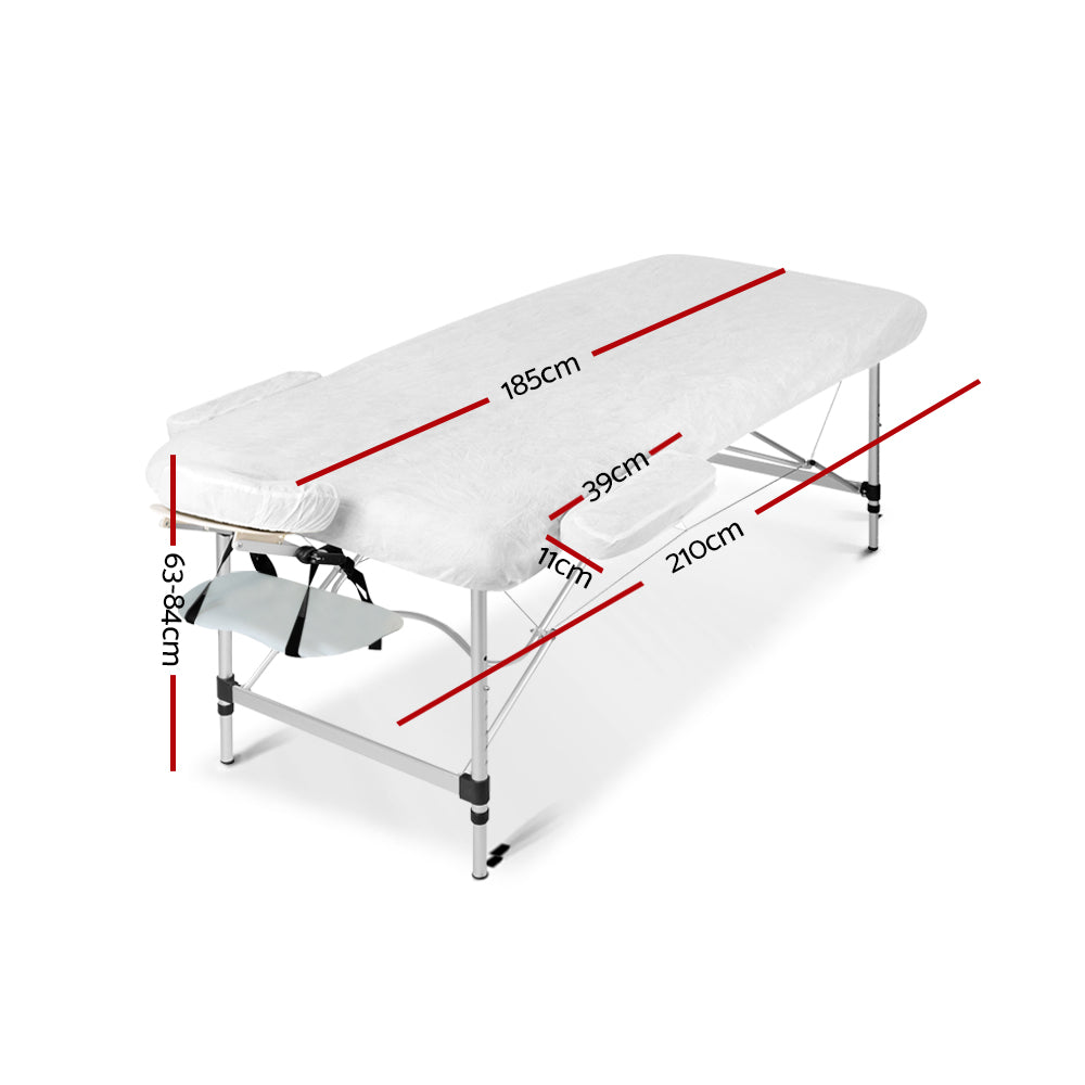 Zenses Massage Table 75cm Portable 3 Fold Aluminium Beauty Bed White