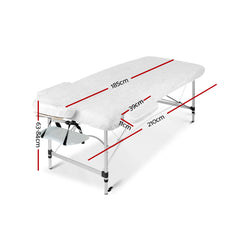 Zenses Massage Table 75cm Portable 3 Fold Aluminium Beauty Bed White