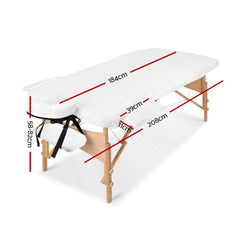 Zenses Massage Table 70cm Portable 3 Fold Wooden Beauty Bed White