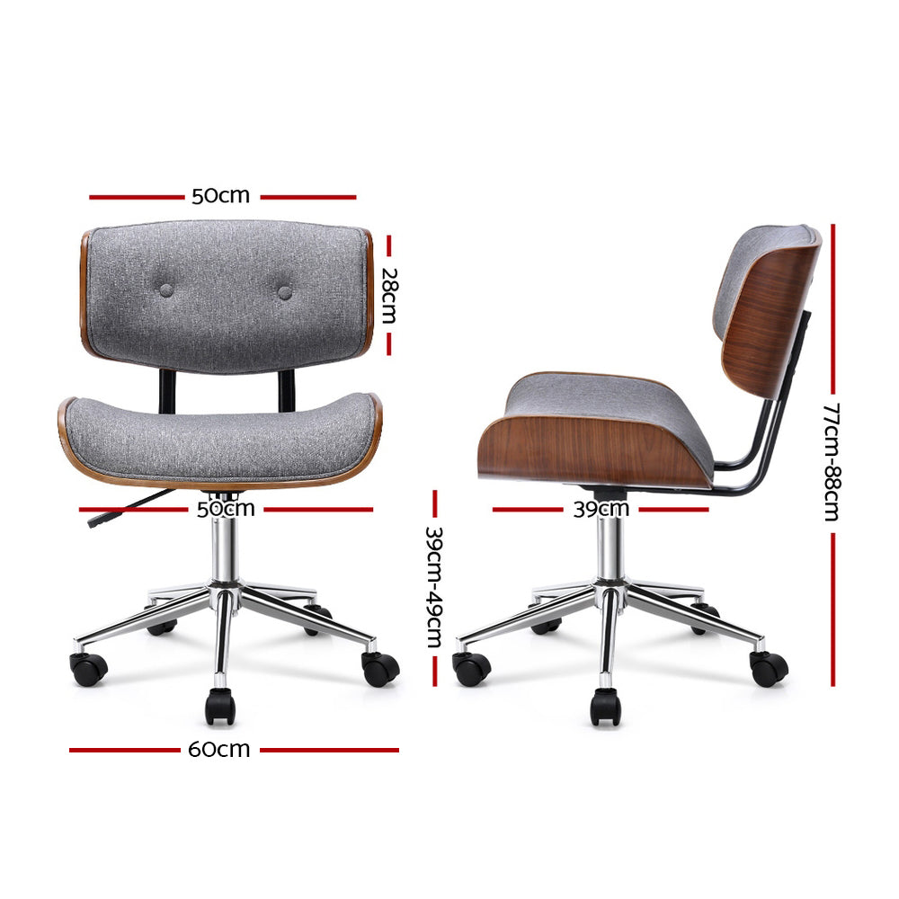 Artiss Wooden Office Chair Fabric Seat Grey