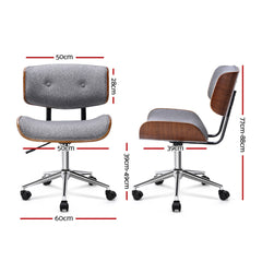 Artiss Wooden Office Chair Fabric Seat Grey