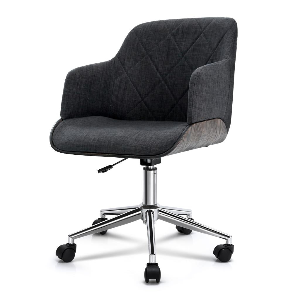 Artiss Wooden Office Chair Fabric Seat Grey