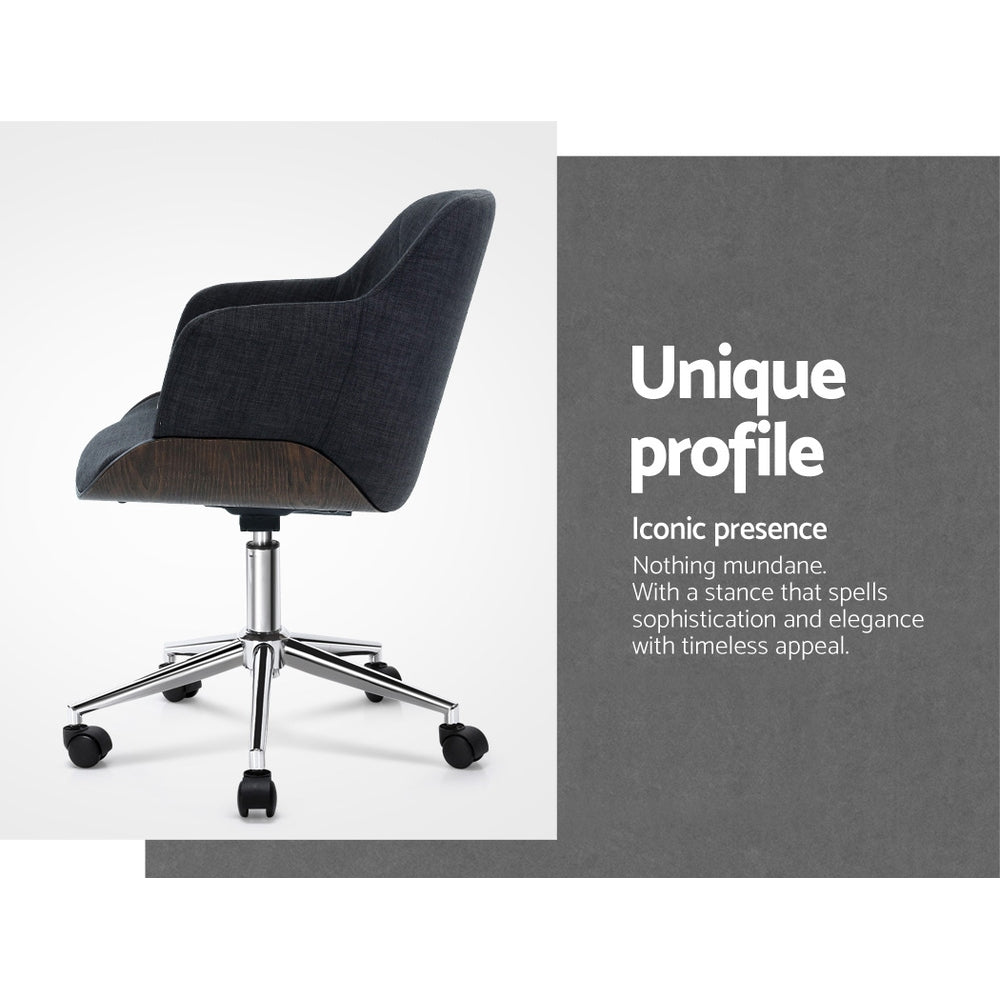 Artiss Wooden Office Chair Fabric Seat Grey