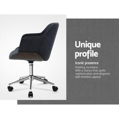 Artiss Wooden Office Chair Fabric Seat Grey