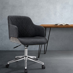 Artiss Wooden Office Chair Fabric Seat Grey