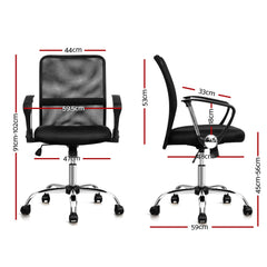 Artiss Mesh Office Chair Mid Back Black