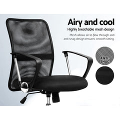 Artiss Mesh Office Chair Mid Back Black