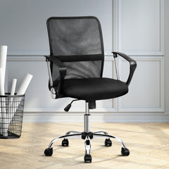 Artiss Mesh Office Chair Mid Back Black