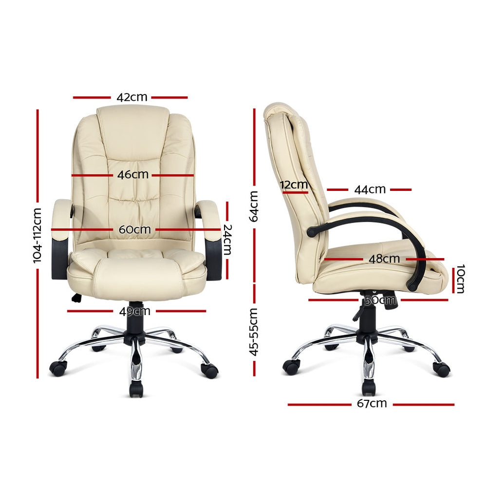 Artiss Executive Office Chair Leather Tilt Beige