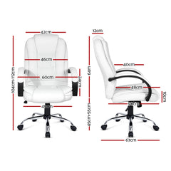 Artiss Executive Office Chair Leather Tilt White