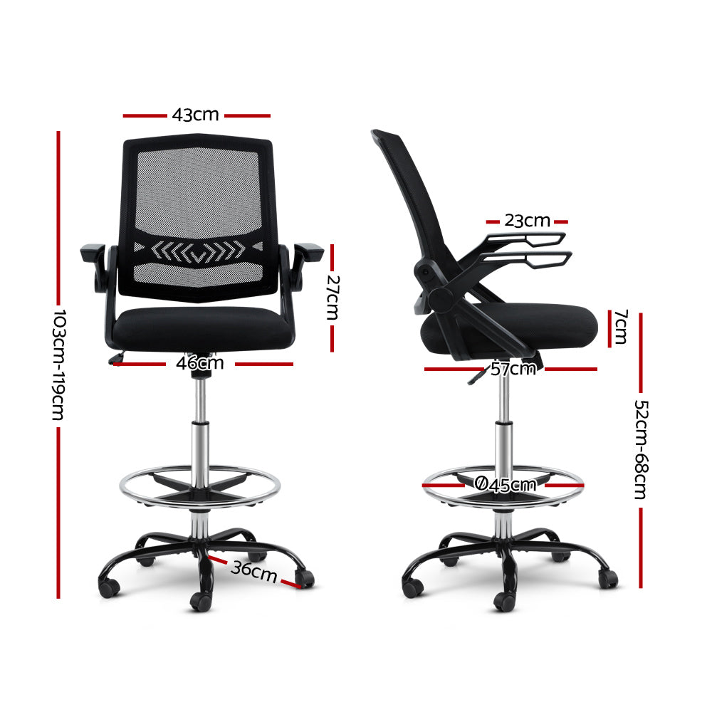 Artiss Office Chair Drafting Stool Mesh Chairs Black