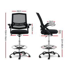 Artiss Office Chair Drafting Stool Mesh Chairs Black