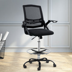 Artiss Office Chair Drafting Stool Mesh Chairs Black