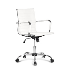 Artiss Office Chair Conference Chairs PU Leather Mid Back White