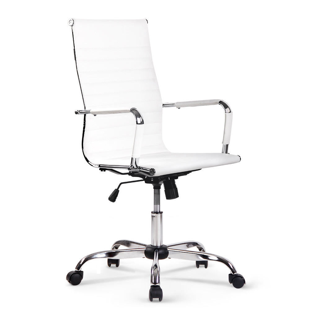 Artiss Office Chair Conference Chairs PU Leather High Back White