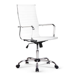 Artiss Office Chair Conference Chairs PU Leather High Back White