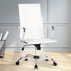 Artiss Office Chair Conference Chairs PU Leather High Back White