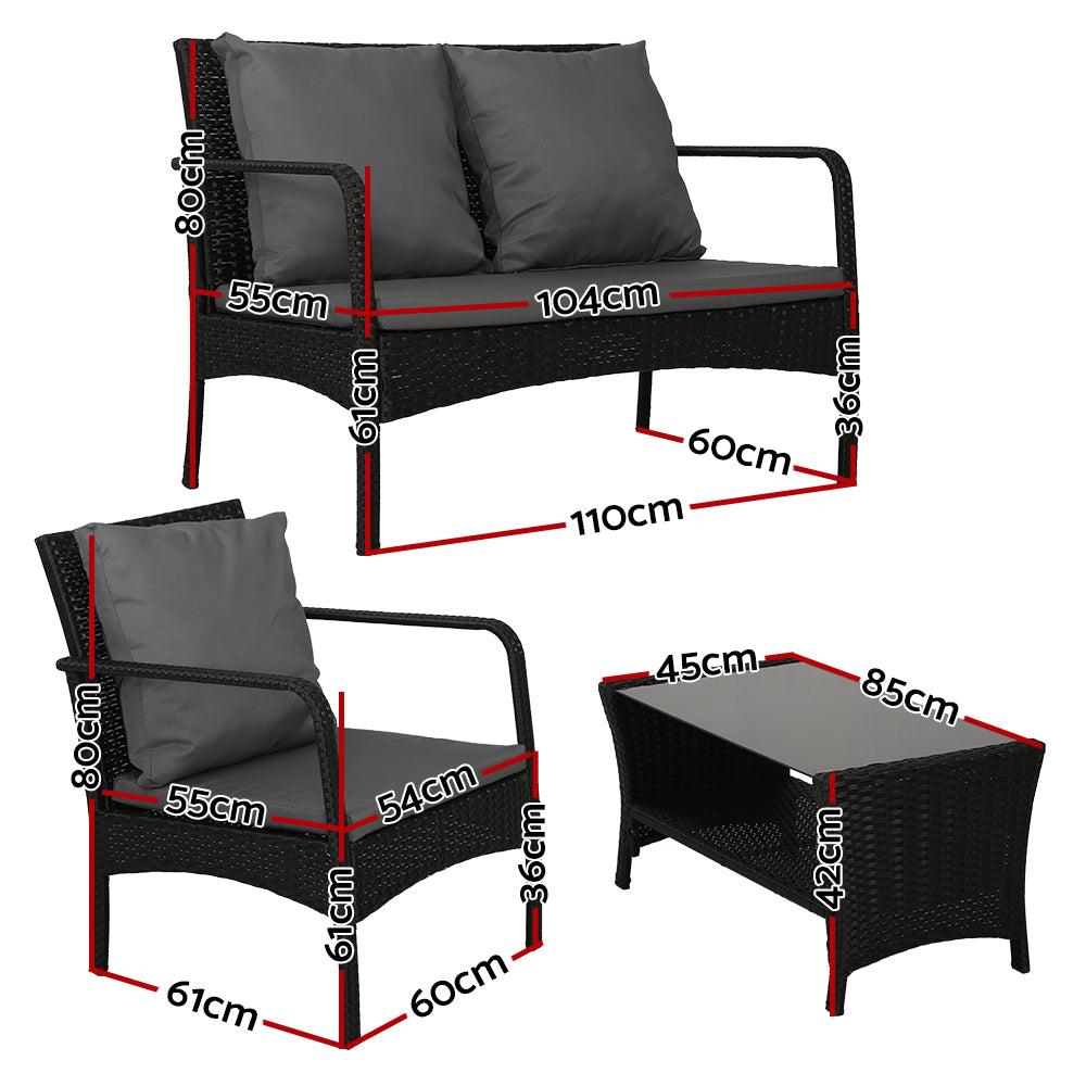 Gardeon Outdoor Furniture Lounge Table Chairs Garden Patio Wicker Sofa Set