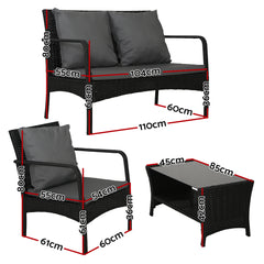 Gardeon Outdoor Furniture Lounge Table Chairs Garden Patio Wicker Sofa Set