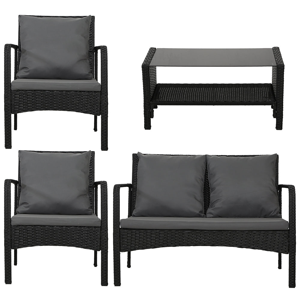Gardeon Outdoor Furniture Lounge Table Chairs Garden Patio Wicker Sofa Set
