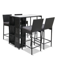 Gardeon 5-Piece Outdoor Bar Set Patio Dining Chairs Wicker Table Stools