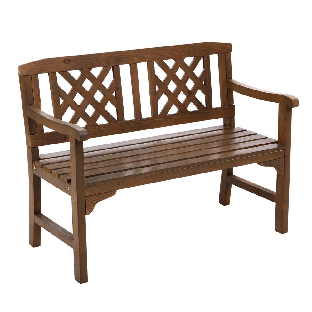 Gardeon Outdoor Garden Bench Wooden Chair 2 Seat Patio Furniture Lounge Natural